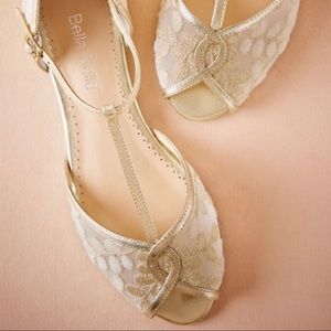 Bella Belle Maisie Embroidered T-Strap Flats
